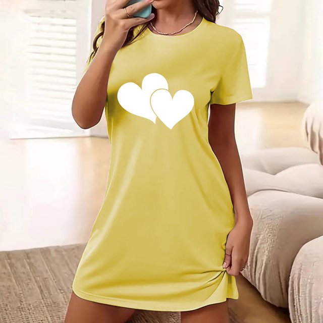 Camisón corto de talla grande para mujer, camisón de manga corta con estampado de pecho a la moda, camisón para mujer