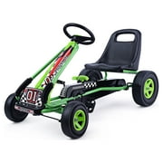 Costway Go Kart 4 Wheel Pedal Powered Kids Ride On Toy w/ Adjustable Seat Green