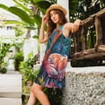 thumbnail image 2 of Balery Romantic Flamingo Pair Vestidos de verano para mujer con estampado: vestido holgado sin mangas, vestido playero informal y cómodo para días calurosos., 2 of 7
