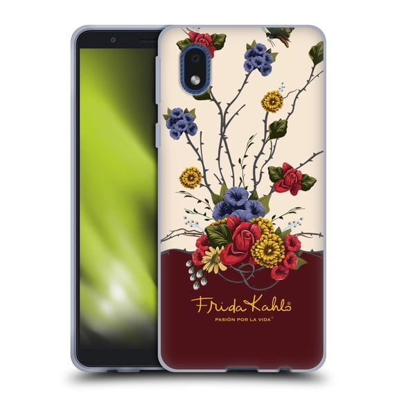 Head Case Designs Officially Licensed Frida Kahlo Red Florals Shrub Soft Gel Case Compatible with Samsung Galaxy A01 Core (2020)