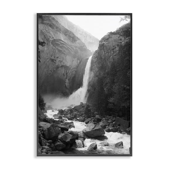 Stupell Industries Farmhouse Rocky Yosemite Falls Black Framed Giclee Art, 12 x 18, by Kim Curinga