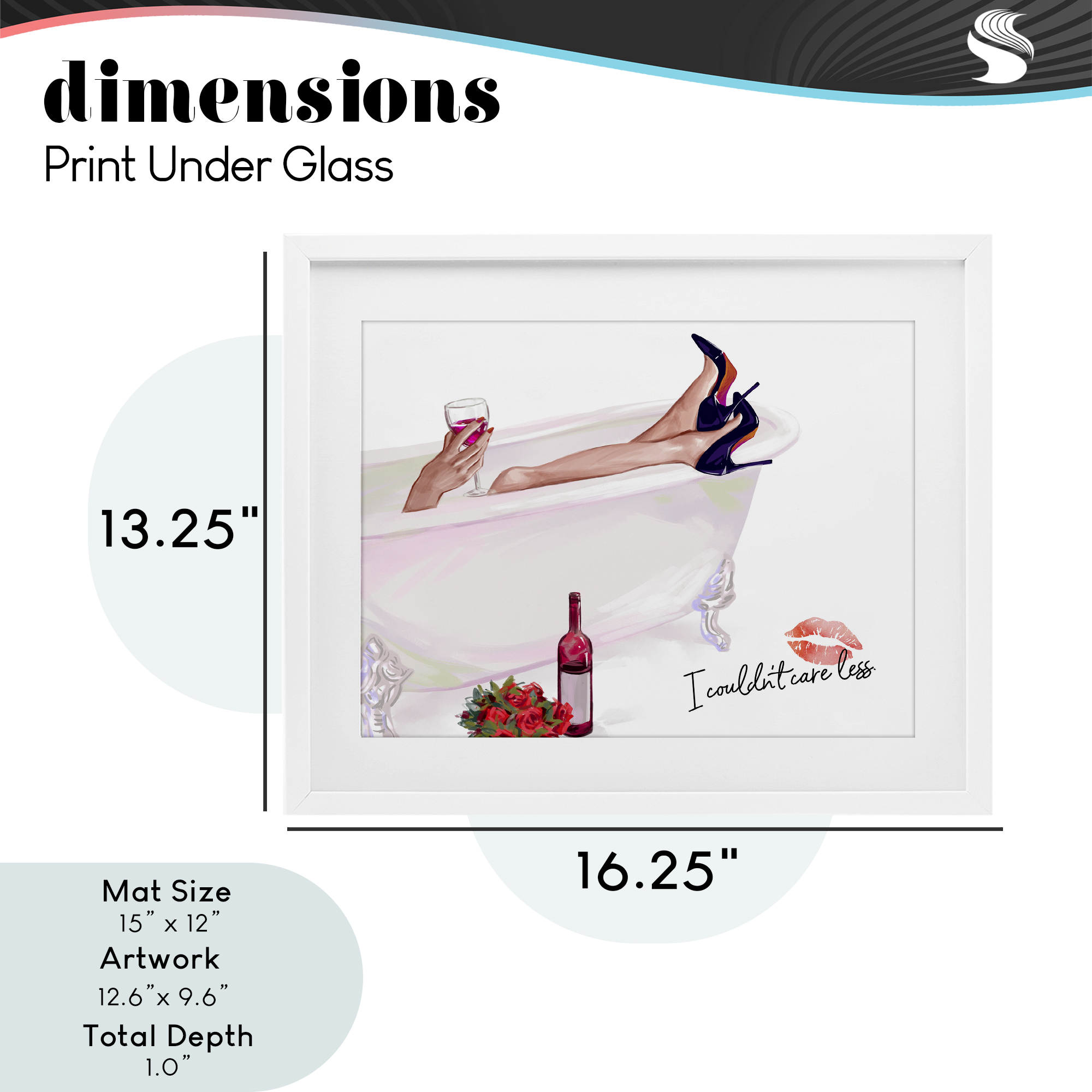 Couldn't Care Less Tub White Framed Print Under Glass, design by Ziwei Li