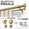 thumbnail image 3 of Brass Double Curtain Rod, Warm Gold Long Dual Curtain Rods for Windows 84 to 120 Inch, 1 Inch Adjustable Heavy Duty Spliced Double Rod, Pro-Plating Process, Aluminium Finials, 3 of 8