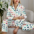 thumbnail image 5 of KLL Colorful Geometric Print Women's Long Sleeve Pajamas with Pants Sleepwear Loungewear 2 Set-Large, 5 of 7