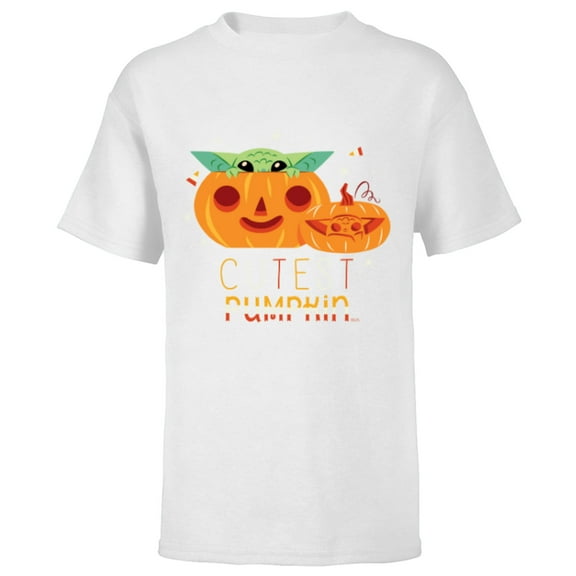 Star Wars Grogu The Cutest Pumpkin - Short Sleeve T-Shirt for Kids - Customized-White