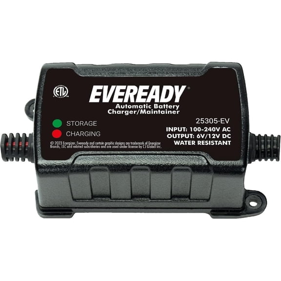 750mA Automatic Float Battery Charger for All 6v/12v Lead Acid Batteries - Car Battery Charger Includes Batteries - IP64 Water Resistant Battery Maintainer with Overcharge & Short-Circuit Protection