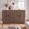 thumbnail image 4 of Furnibear 55" Fluted Buffet Cabinet with Storage Accent Sideboard,Modern Credenza with 4 Doors,Wood Coffee Bar Table Console for Dining Room Kitchen Living Room Entryway,Walnut Brown, 4 of 9