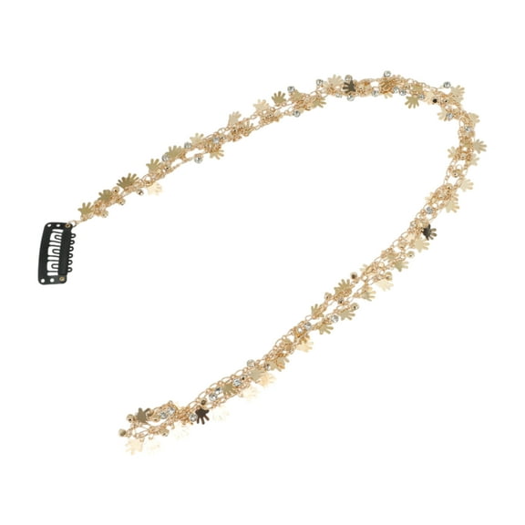 Unique Bargains 1 Pc Braided Hair Chain Palm Braid Hair Accessories for Women Gold Tone