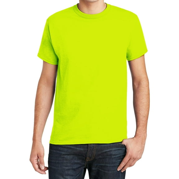 Hanes Essential-T Hi Visibility T-Shirt for Men GR52 Hi Vis Short Sleeve Crew Neck Tee Safety Green, 2XL