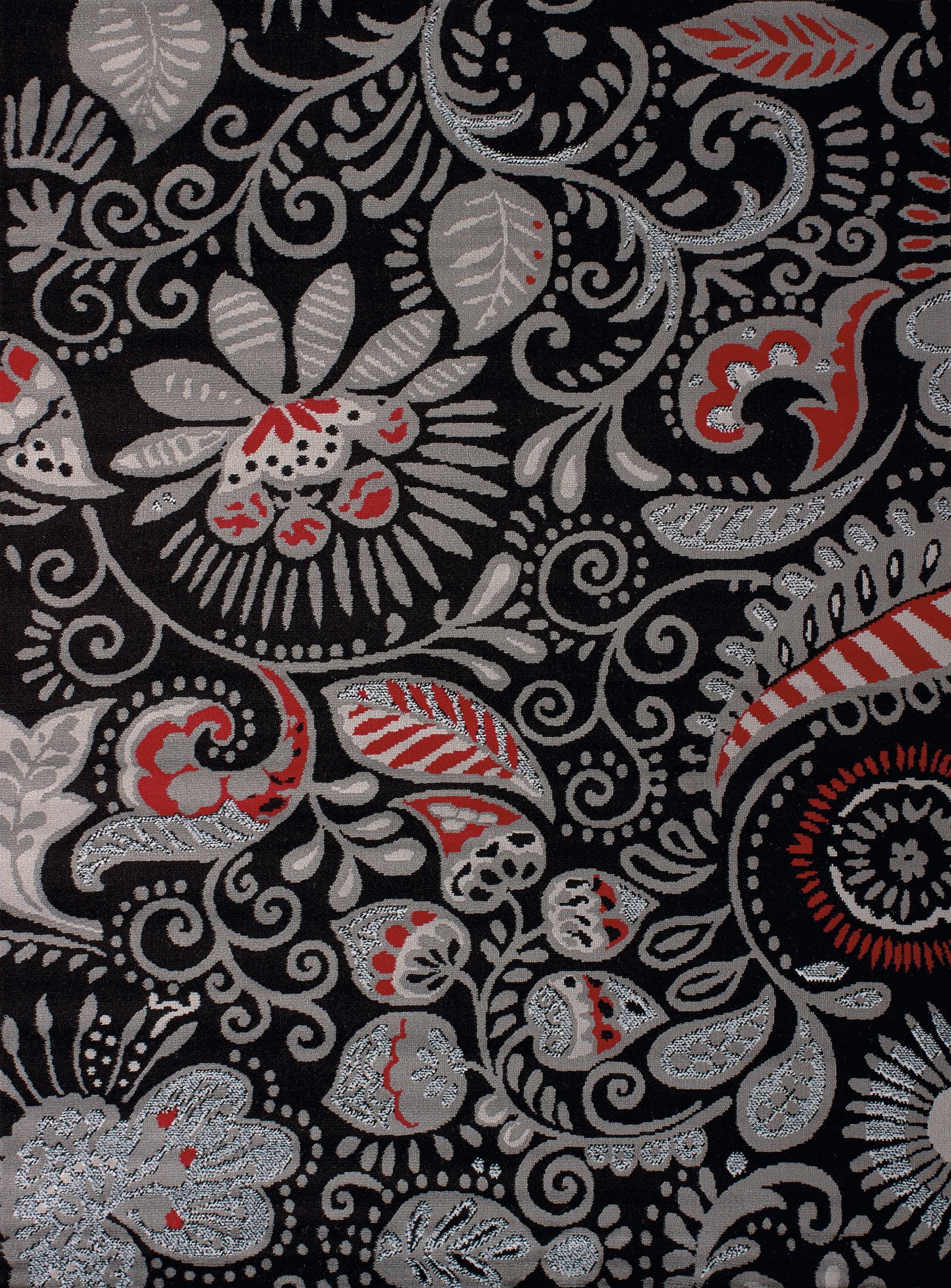 United Weavers Plaza Gina Runner Rug, Paisley Pattern, Black, 2'3 X 7'2"