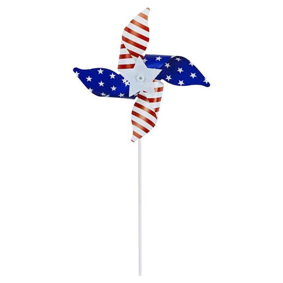 BJBSJSZ 10 Pack Reflective Pinwheels Patriotic Decorations, Flag on Stick Wind Spinner with Stake for Independence Day, Memorial Day July of 4th Party Supplies, Scare Birds Repellent Devices