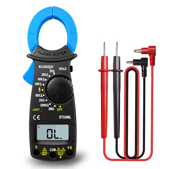 KUAIQU DT-3266L Digital Clamp Meter, Multimeter Voltage Tester, Measures Current Voltage Resistance, 600AC/DC Clamp Pincers
