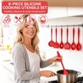 thumbnail image 4 of 8 Piece Silicone Cooking Utensils Set, Red Kitchen Utensils with Spatula,Turner, Slotted Spoon, Pasta Server, Soup Ladle, Kitchen Gadgets Tools Sets for Non-Stick Cookware, 4 of 7
