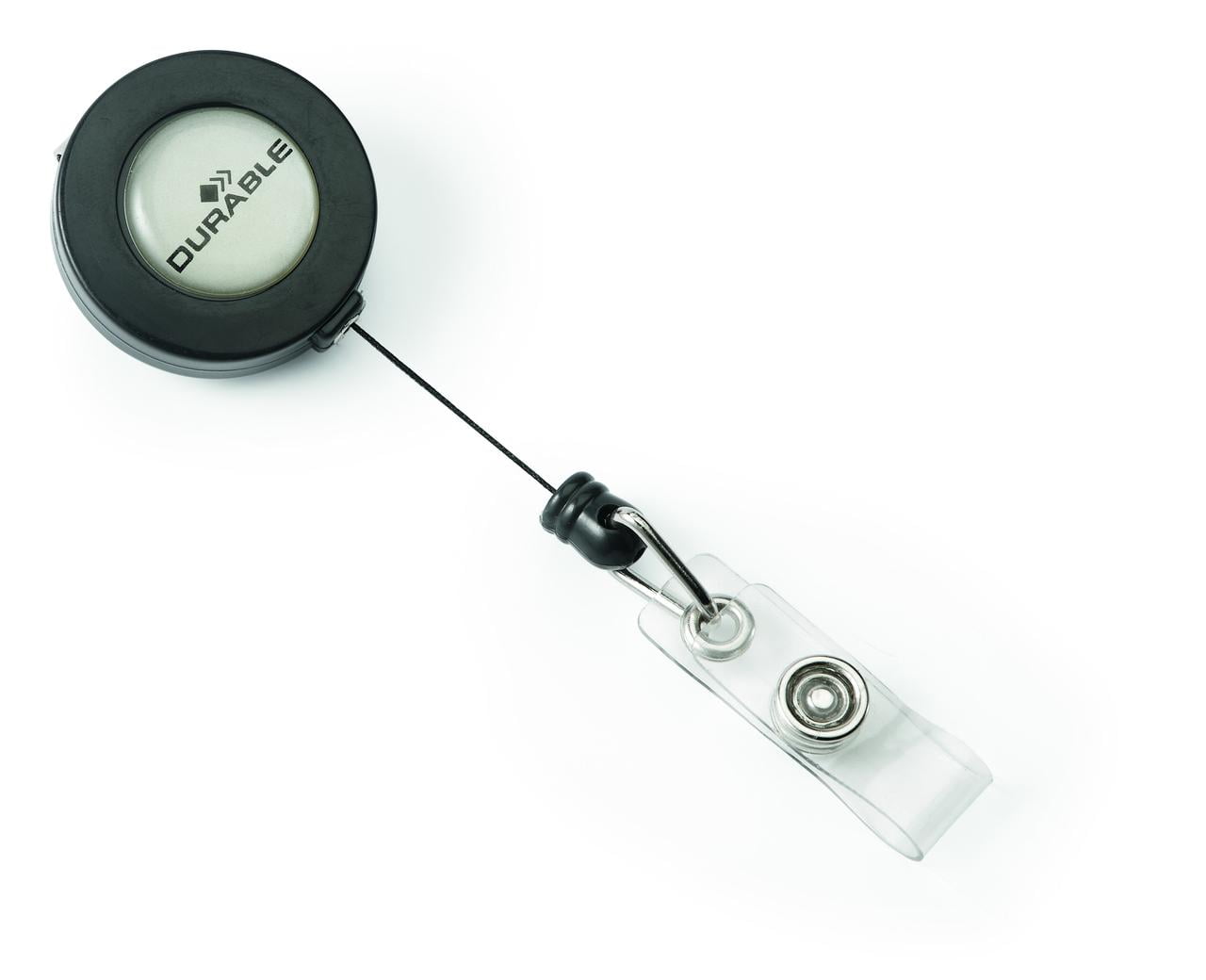 DURABLE Shell-style ID Badge Holders for Two Badges with Retractable Reel, 2-3/4" x 4 ", Clear, Pack of 10 (822419)