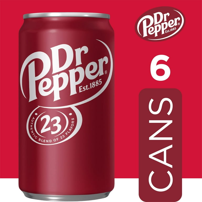 Dr Pepper Soda Pop, 7.5 fl oz, 6 Pack Cans