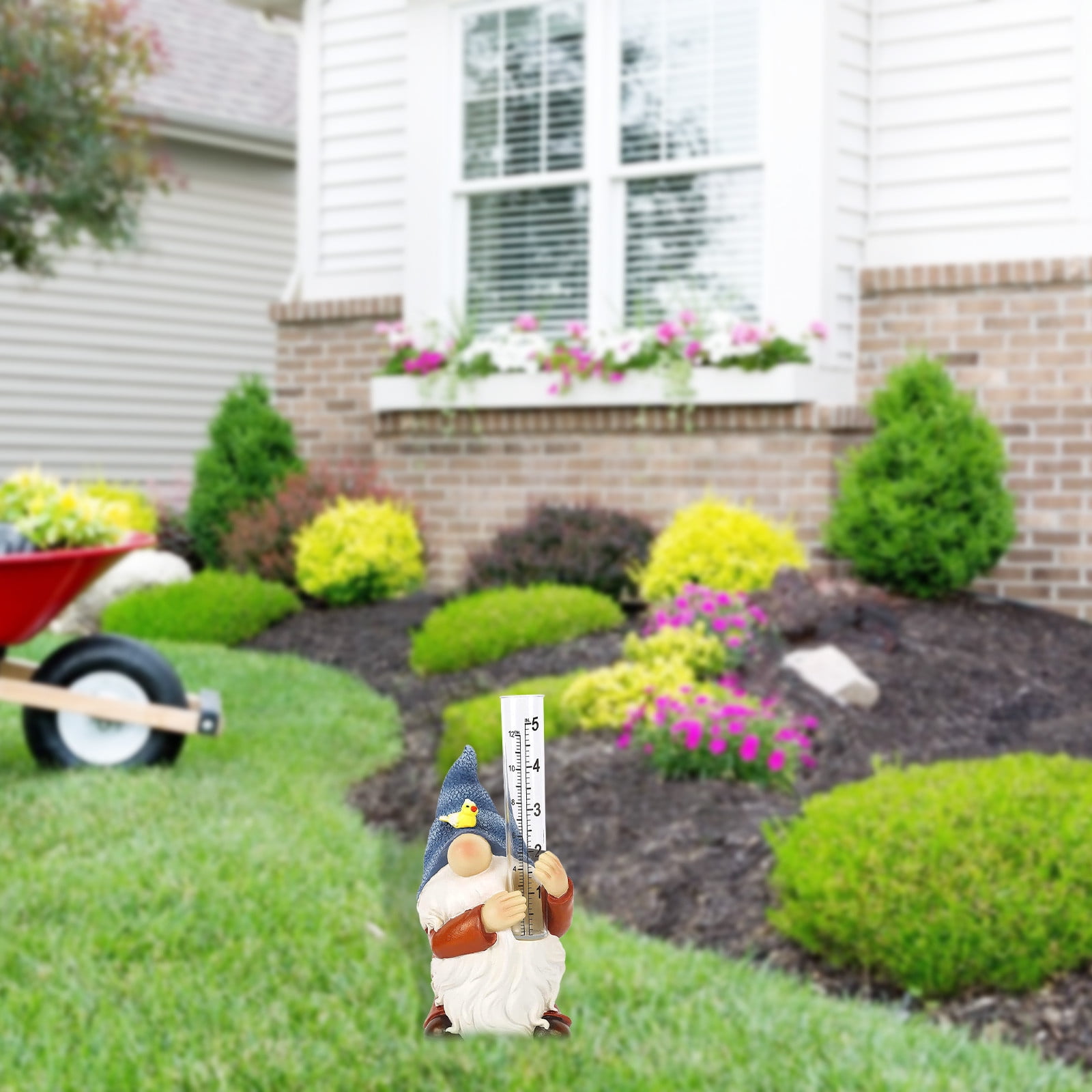 Kyusrd Gnome Rain Gauges Garden Statue With A Plastic Rain Gauge Hand Painted