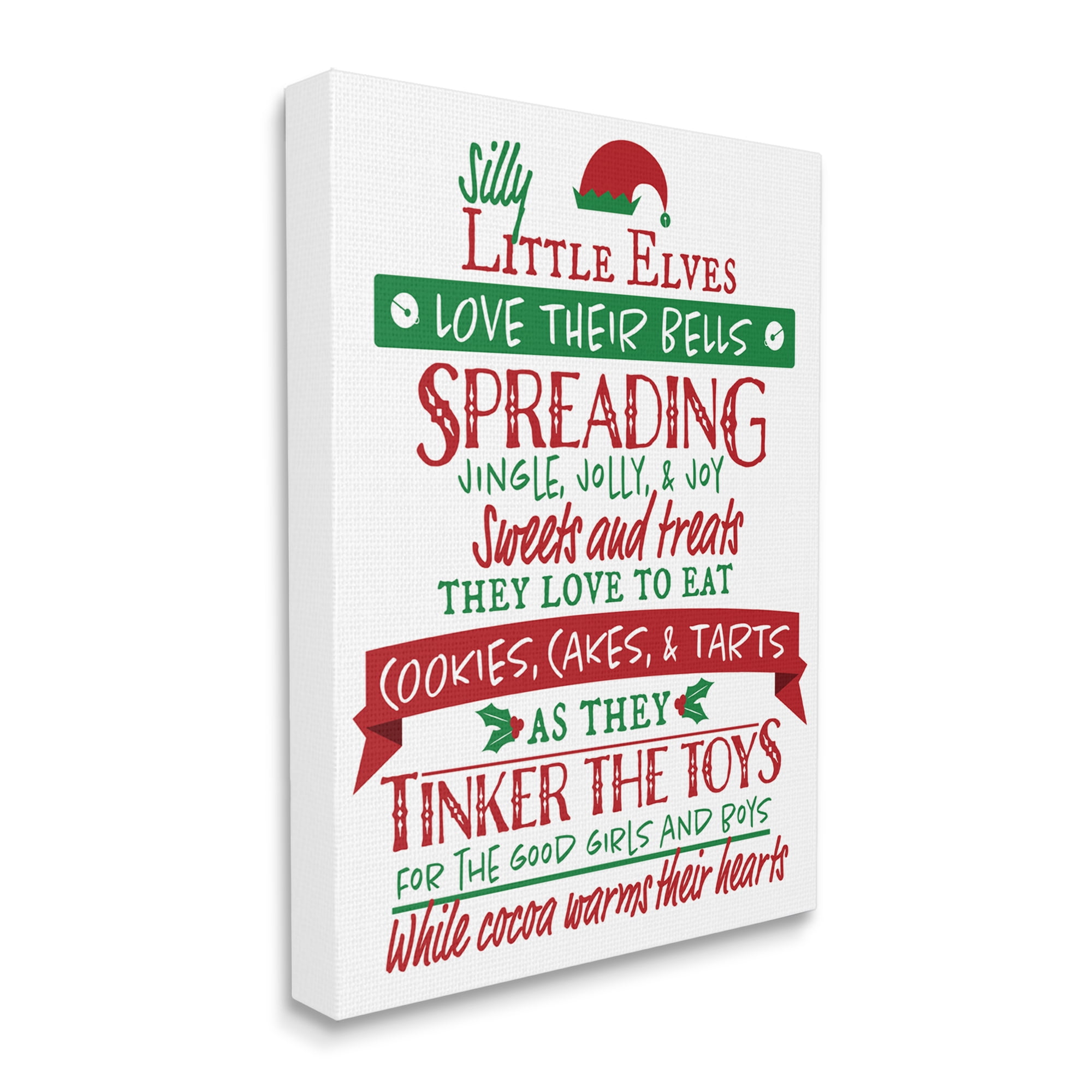 Stupell Indtries Silly Little Elves List Festive Christmas Phrases,24 x 30,Design by Hugo Edwins