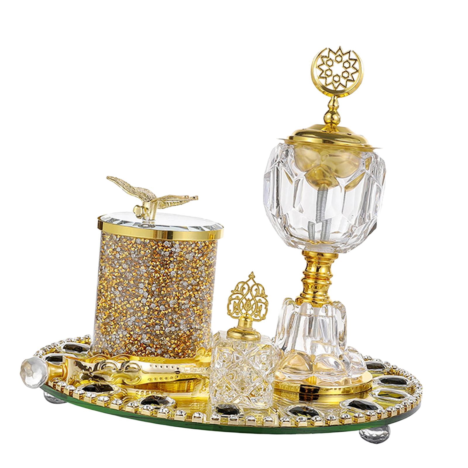 WLPZXP Arabic Incense Burner Set, Incense Holder, Centerpiece Ornament, Clear Glass for
