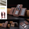 thumbnail image 5 of Decase Removable 2-in-1 Magnetic Wallet Case Compatible with iPhone 13 Pro,Fashion PU Leather Flip Cover with RFID Blocking,6 Card & Cash Slots,Shockproof Anti-Scratch PC+TPU Back Cover,Brown, 5 of 12