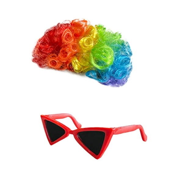 Ensemble de Perruques et Lunettes Triangulaires pour Animaux, Plastique et Fibres, Coloré, Élastique Réglable, pour Chats Petits Chiens, Fêtes Photographie, Accessoires Amusants