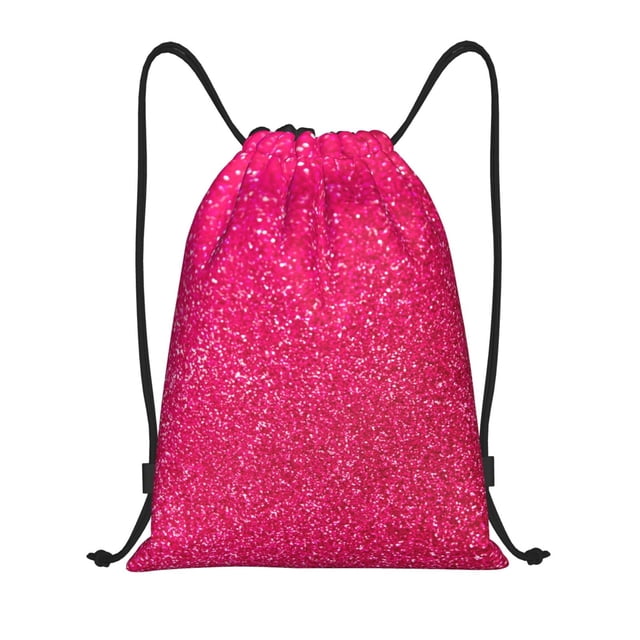 Xecao Rose Red Glitter Pattern Sports Drawstring Backpack - String Swim Gym Bag with Wet Proof Pocket for Women&Men-Medium