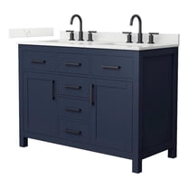 Beckett 48" Dark Blue Double Vanity & Giotto Quartz Top (3-Hole) & Black Trim