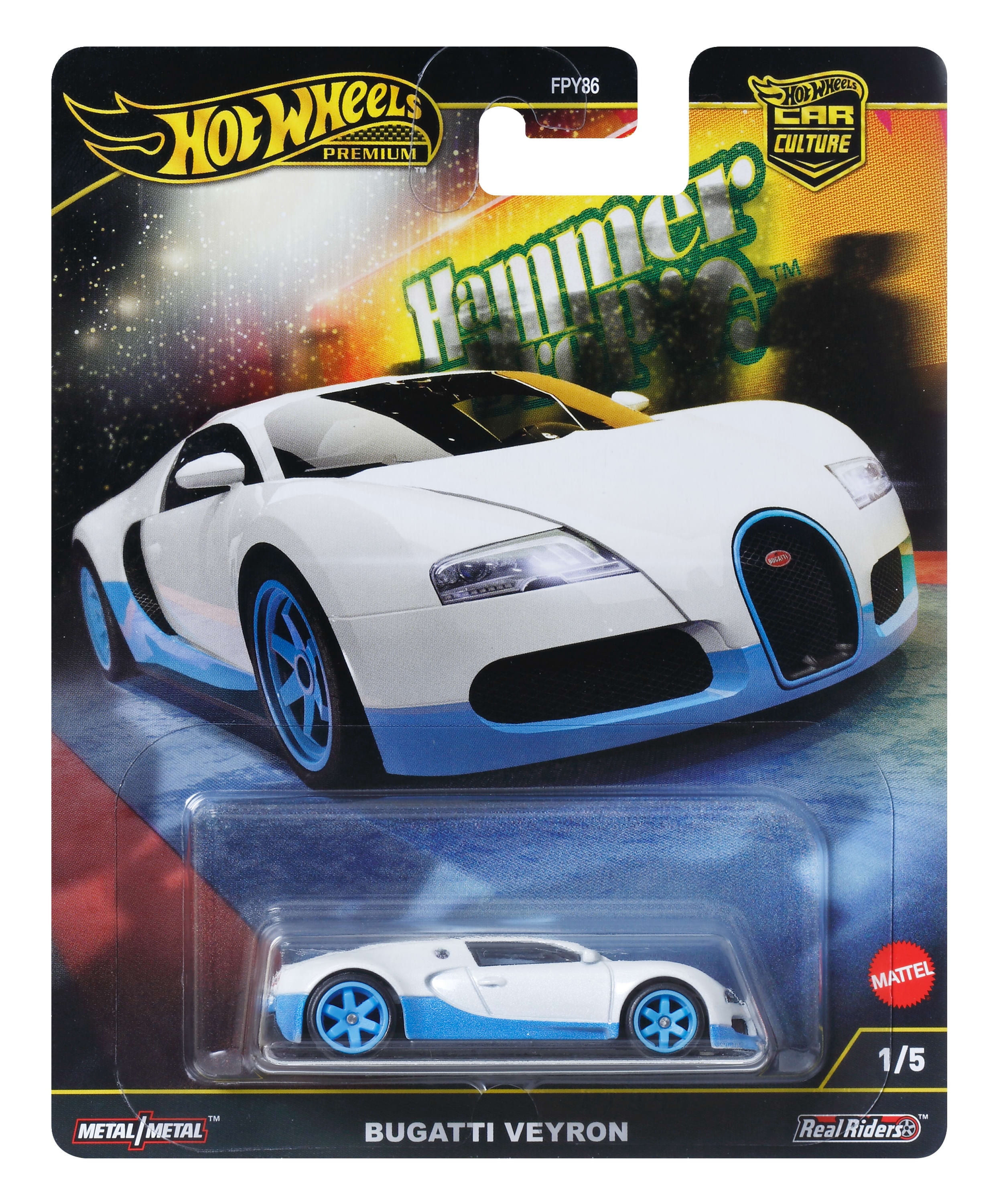 Hot Wheels Premium Car Culture Hammer Drop 1:64 Scale Die-Cast Bugatti Veyron Vehicle