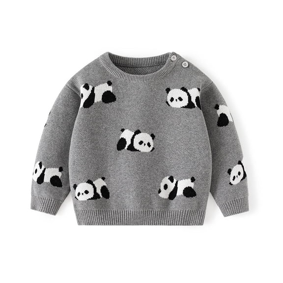 Fgnfyis Boys Knit Sweater Gradient Color Long Sleeve Crewneck Pullover Soft Comfortable Casual Wear for Kids and Children Youth Grey 6-12 Months