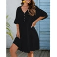 thumbnail image 5 of Bsubseach Women Bathing Suit Cover Up Button Down Beach Dress Black Swimwear Coverups, 5 of 6