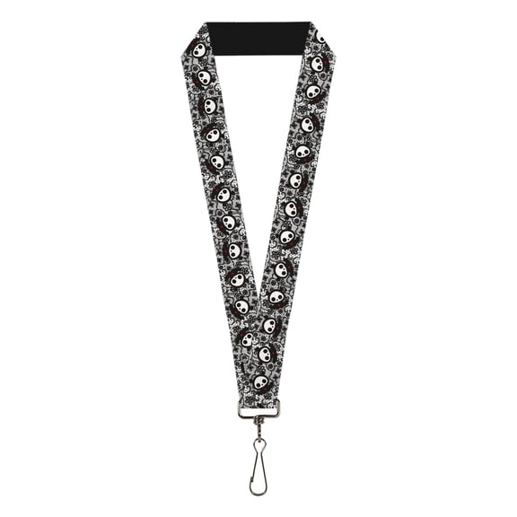 Skelanimals Lanyard, Skelanimals Diego the Bat Pose Lace Print White Black, Elastic