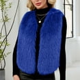 thumbnail image 5 of Dazajoo Faux Fur Vest Women Furry Open Front Sleeveless Cropped Cardigan Winter Casual V Neck Jackets,Blue,L, 5 of 9