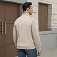 thumbnail image 3 of FEDTOSING Quarter Zip Pullover Sweater Men Vintage Fall V Neck Long Sleeve Polo Fleece Jacket, 3 of 7