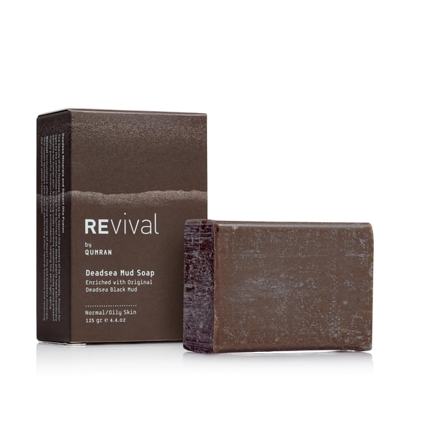 REvival Barra de jabón de barro del Mar Muerto - Limpiador facial y corporal desintoxicante natural con hamamelis y minerales - Exfoliante hidratante de limpieza profunda para todo tipo de piel 125 g