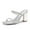 SILVER, variant on Women's Square Open Toe Block Heels Two Strap Slip On High Heeled Slides Sandals