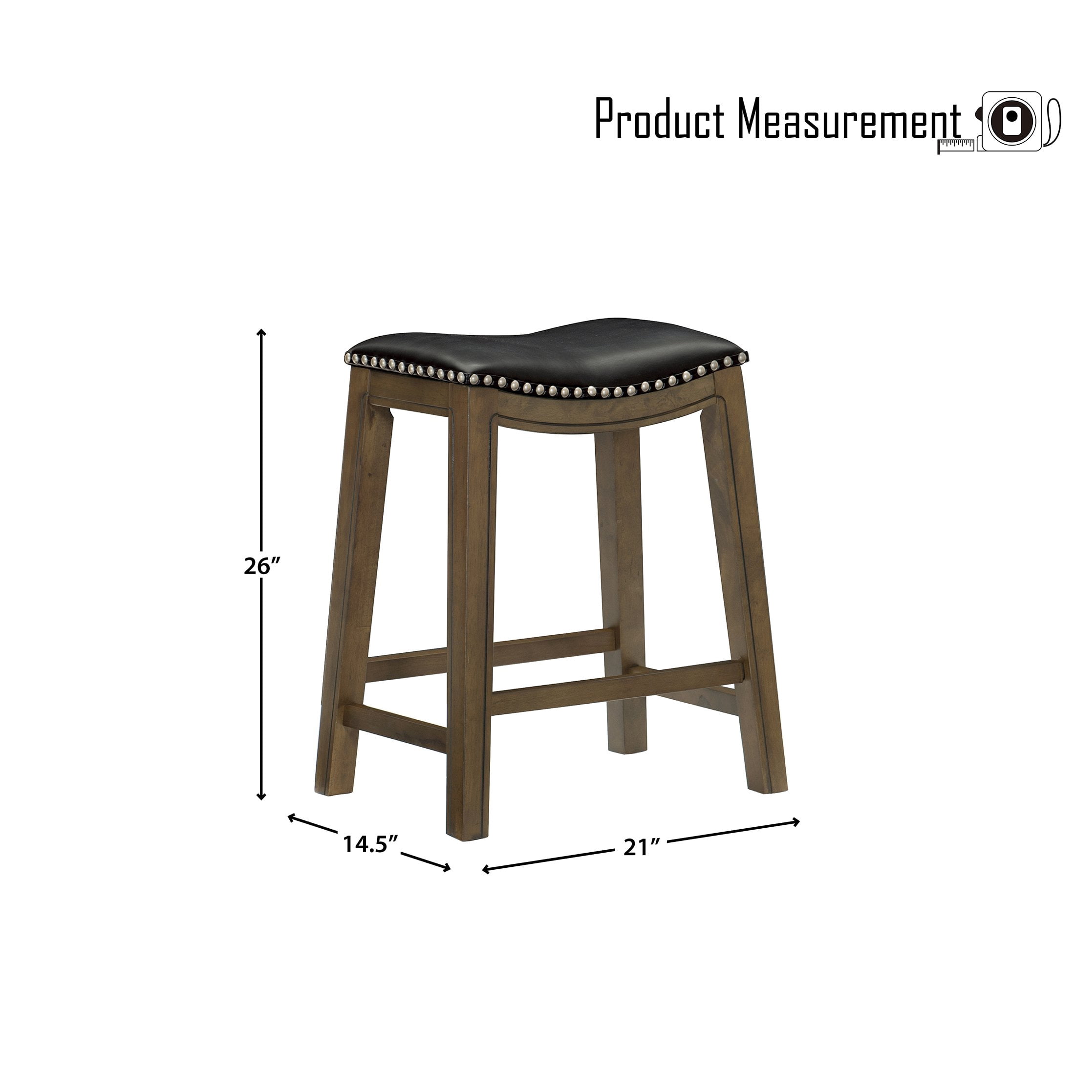 OakvillePark Eustis Saddle Seat Counter Height Barstool, Black