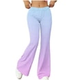 thumbnail image 2 of YueHuiYing Women's Fashionable Casual Loose-Fit Comfortable Ombre Print Flared Pants for Sports Fitness and Yoga Purple L, 2 of 6