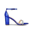 thumbnail image 3 of BLISSFUL STEP Women's Sandals Rhinestone Chunky Heel Ankle Strap Open Toe Party Shoes Deep Blue 8, 3 of 7