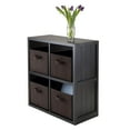 thumbnail image 2 of Winsome Wood Timothy 2x2 Black Storage Shelf with 4 Foldable Chocolate Fabric Baskets, 2 of 11