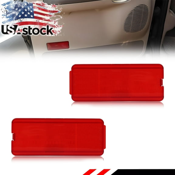 2PCS Red Front & Rear Interior Light Door Panel Warning Light Reflector Light Cover For 1999 2000 2001 2002 2003 2004 2005 2006 2007 Ford F250/F350/F450/F550 2002 2003 2004 2005 Ford Excursion