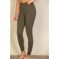 thumbnail image 4 of Saronite Solid Stretchy Full Length Knit Soft Leggings, Olive (Women's), 4 of 5