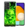 thumbnail image 1 of MUNDAZE Samsung Galaxy A52 Green Flaming Skull Double Layer Phone Case Cover, 1 of 3
