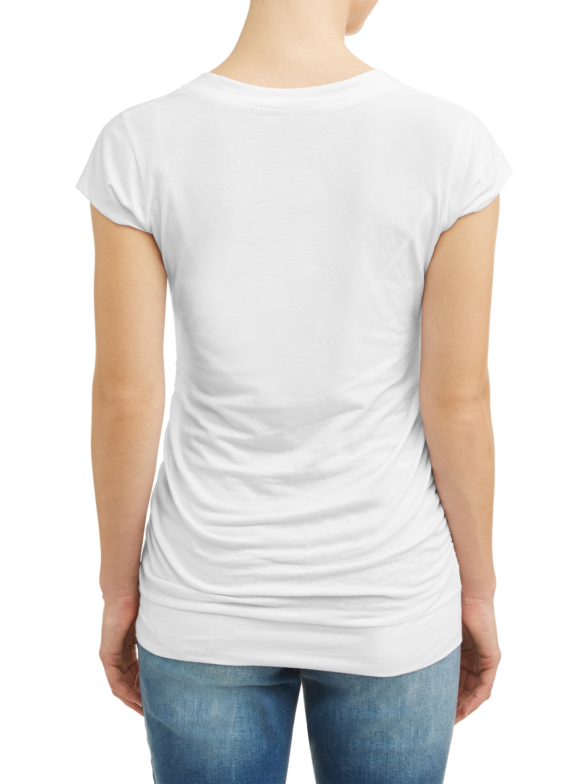 Oh! Mamma Maternity Basic V-Neck Tee With Flattering Side Ruching (Women's and Women's Plus)