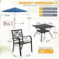 thumbnail image 6 of SUNCROWN 5-Piece Outdoor Wrought Iron Chairs and Table Patio Dining Furniture Set - 4 Stackable Metal Chairs, 1 Steel Slat Bistro Table and 1 Dark Blue 9Ft Patio Umbrella for Garden Backyard Deck, 6 of 8