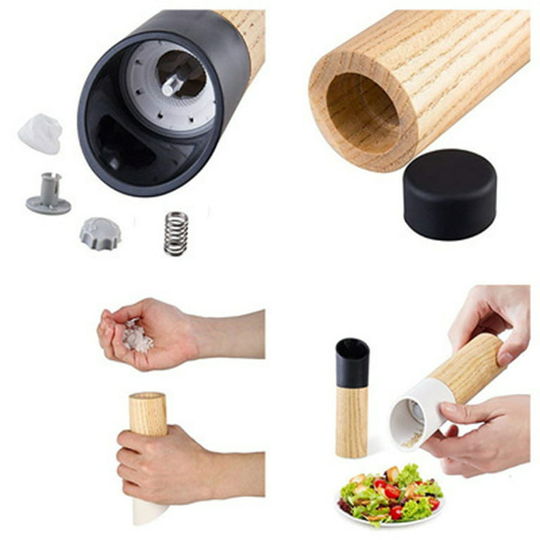 2pcs Salt And Pepper Grinder Set With Black And White Tall Salt And Pepper  Shakers With Adjustable Coarseness, Salt Grinders And Pepper Mill Shaker Se