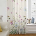 thumbnail image 6 of Flower Floral Sheer Curtains 45 Inches Long, Blue Pink Daisy Botanical Countryside Light Filering Curtains, Breathable Simi Curtain Privacy Drapes for Kitchen Bathroom Small Window Treatment, 6 of 9