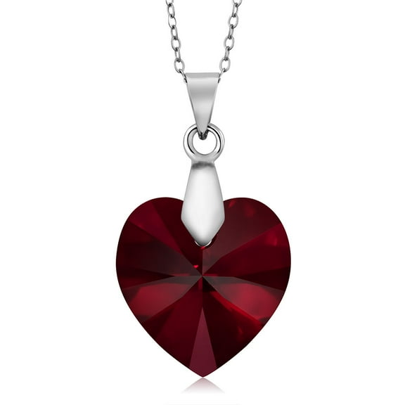 Gem Stone King  Collection Siam Red Heart Pendant Made with Crystals