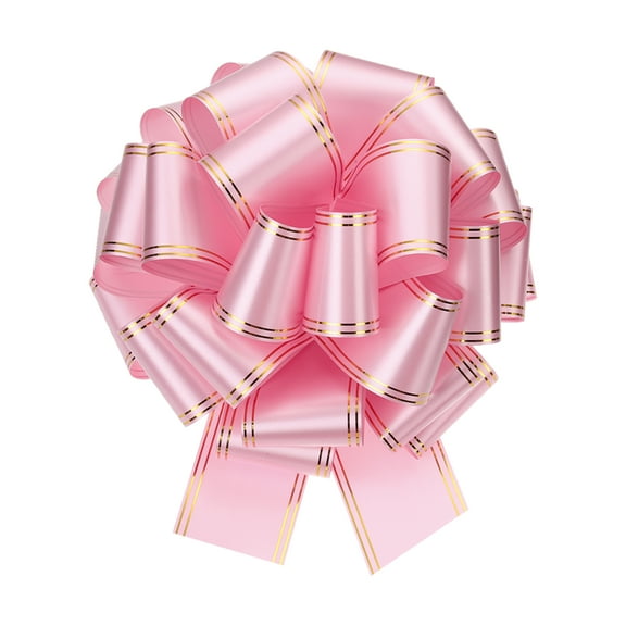 14 Inch Giant Large Pull Bow Big Metallic Car Bows Ribbon with Gold Edge for Wedding Presents Gift Wrapping Christmas, Pink