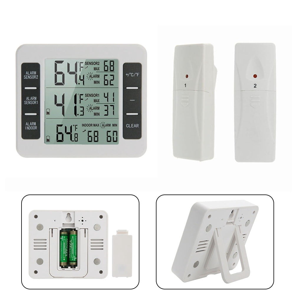 Digital Thermometer Freezer Alarm Alarm Thermometer Fridge Lcd Display Outdoor Sensor Outdoor Temperature Sound Alarm Outdoor 2X Sensor Smile Home