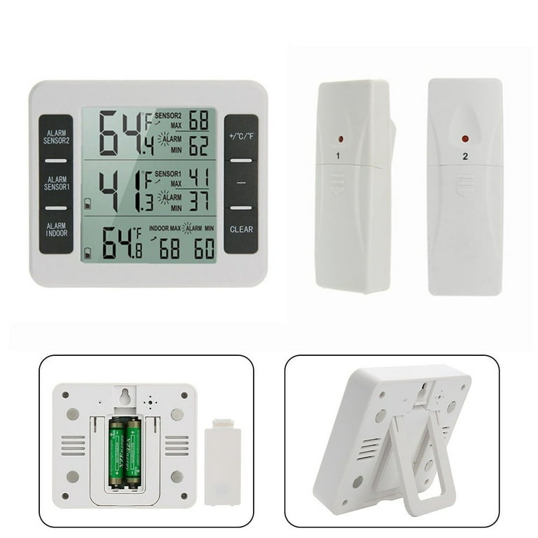 Indoor Outdoor Wireless Digital Freezer Alarm Thermometer Fridge Home 1-2  Sensor 