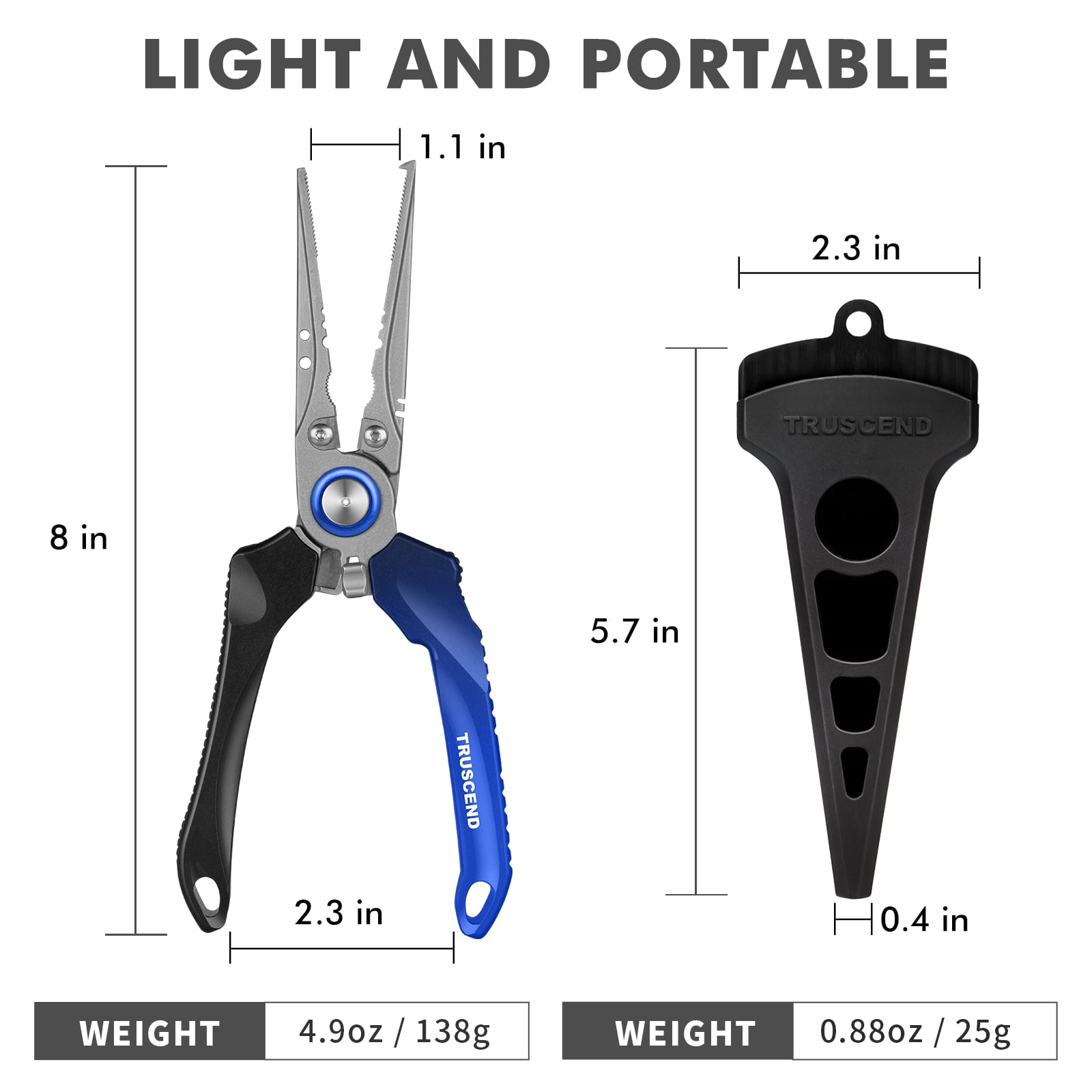 TRUSCEND Lockable Fishing Pliers with High Tungsten Cutter, Innovative Ergonomic Handy Handle, Saltwater Corrosion Resistant Teflon Coated Fishing Tool, Super Light Multi-Function Fishing Gifts